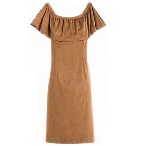 CHICOS SHORT SLEEVE SUEDE DRESS
